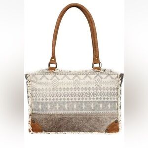 Cotton & Leather Fringe Tote
